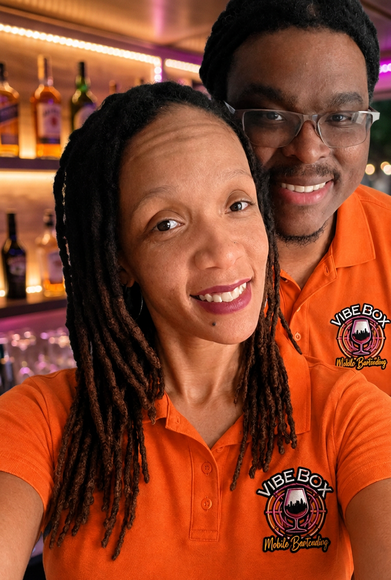 Ieisha and Thomas, owners of Vibe Box Mobile Bartending