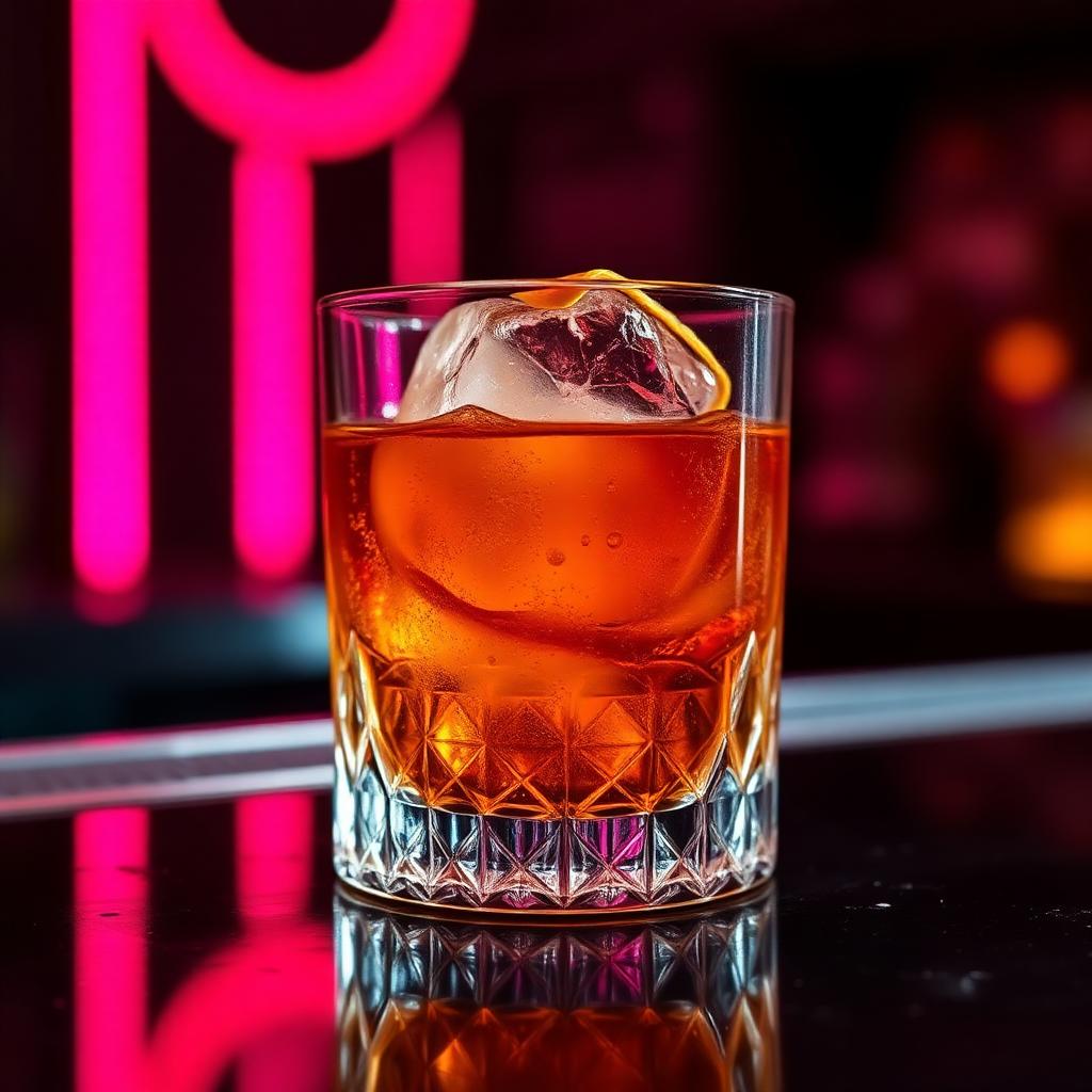 Smoked whiskey cocktail with orange peel
